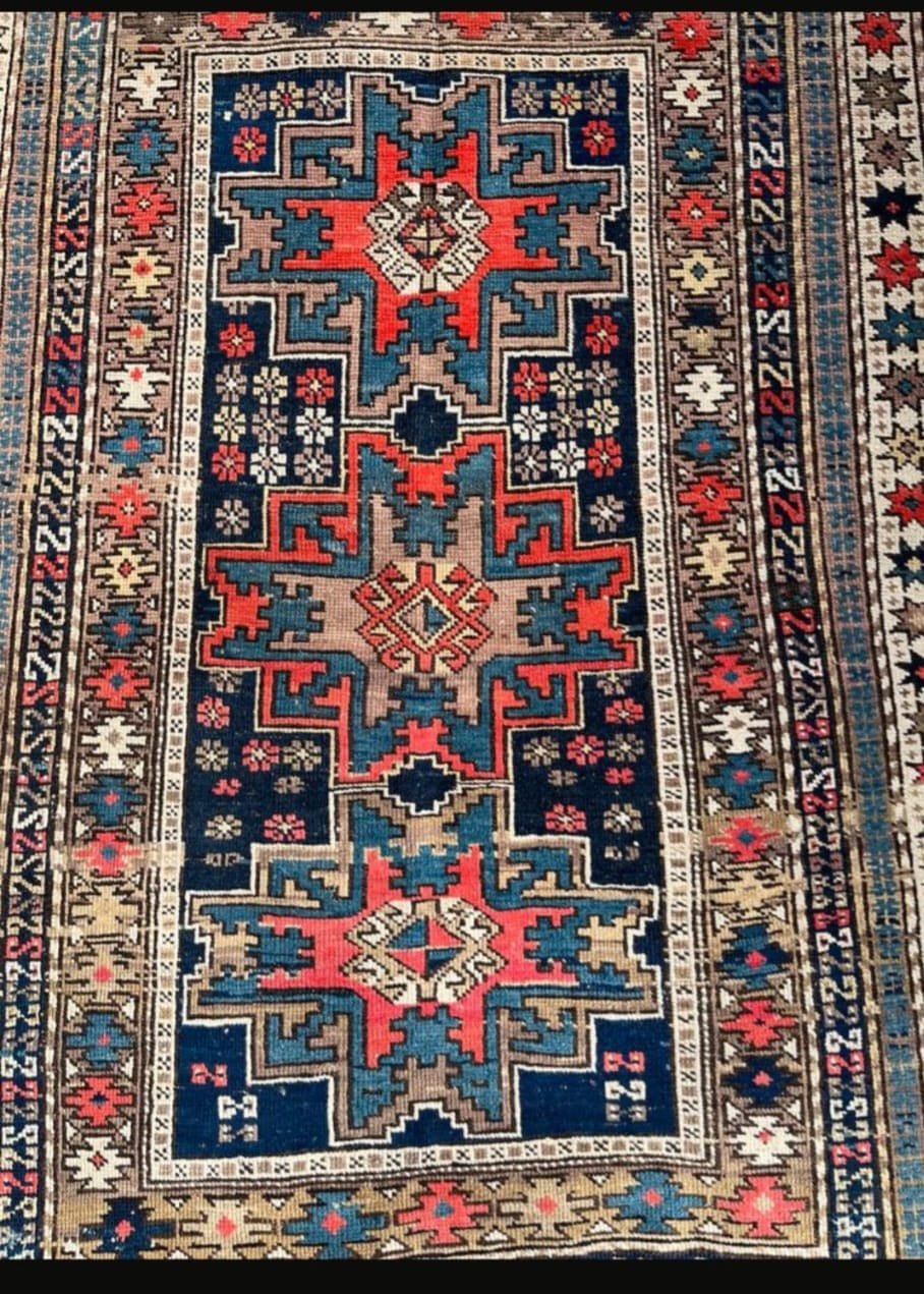 Vintage Hand-Knotted Zewwa Azerbaijan Rug | Traditional Tribal Masterpiece - Image 3