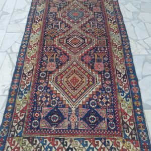 Hand-Knotted Caucasian Kazak Runner Rug | Geometric Tribal Masterpiece
Size: 225 x 122 cm